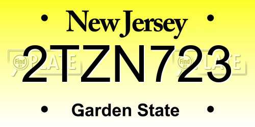 2TZN723 New Jersey License Plate