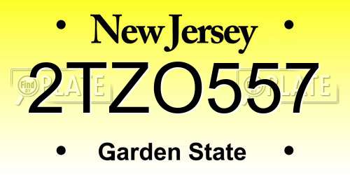 2TZO557 New Jersey License Plate