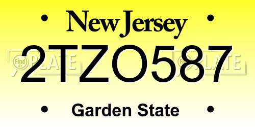 2TZO587 New Jersey License Plate
