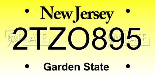 2TZO895 New Jersey License Plate