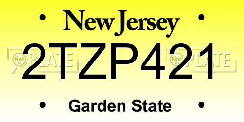 2TZP421 New Jersey License Plate