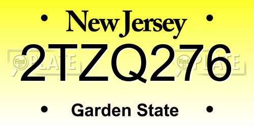 2TZQ276 New Jersey License Plate
