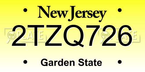 2TZQ726 New Jersey License Plate