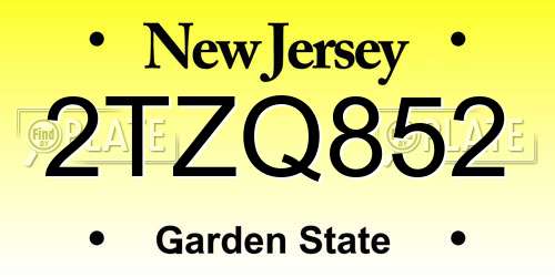 2TZQ852 New Jersey License Plate