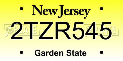 2TZR545 New Jersey License Plate