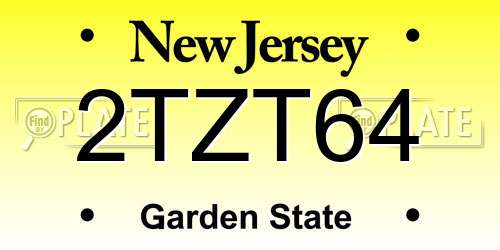 2TZT64 New Jersey License Plate