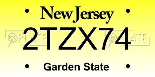 2TZX74 New Jersey License Plate