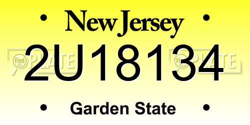 2U18134 New Jersey License Plate