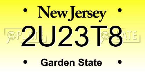 2U23T8 New Jersey License Plate