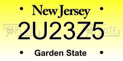 2U23Z5 New Jersey License Plate