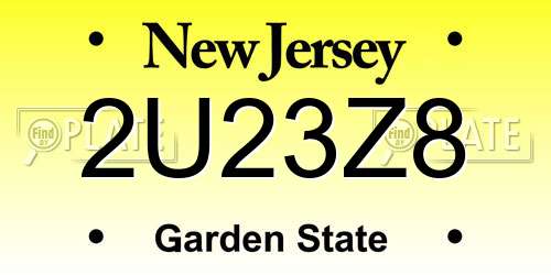 2U23Z8 New Jersey License Plate