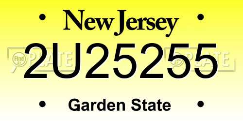 2U25255 New Jersey License Plate