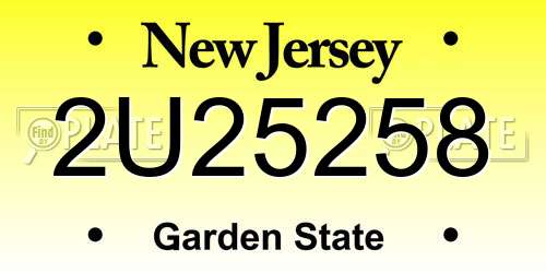 2U25258 New Jersey License Plate