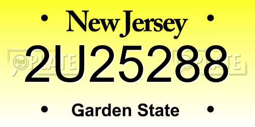 2U25288 New Jersey License Plate