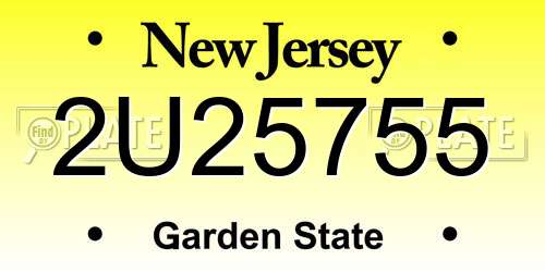 2U25755 New Jersey License Plate