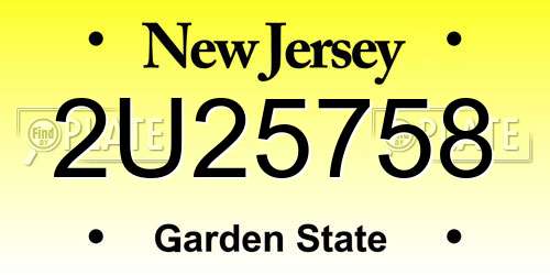 2U25758 New Jersey License Plate
