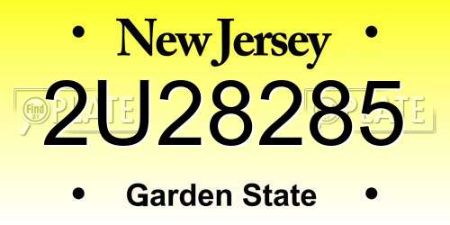 2U28285 New Jersey License Plate
