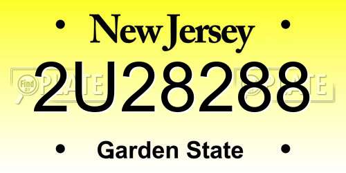 2U28288 New Jersey License Plate