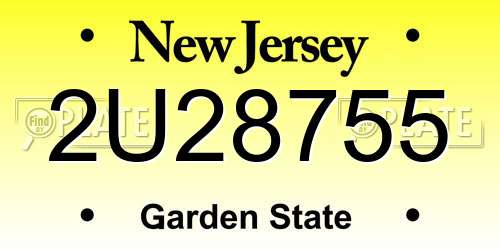 2U28755 New Jersey License Plate