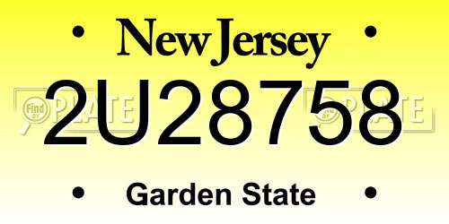2U28758 New Jersey License Plate