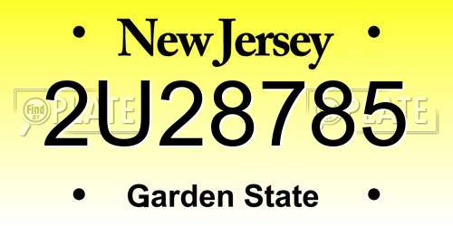 2U28785 New Jersey License Plate