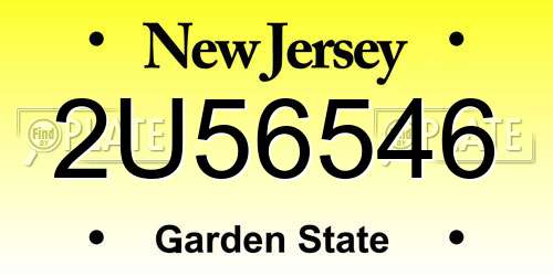 2U56546 New Jersey License Plate