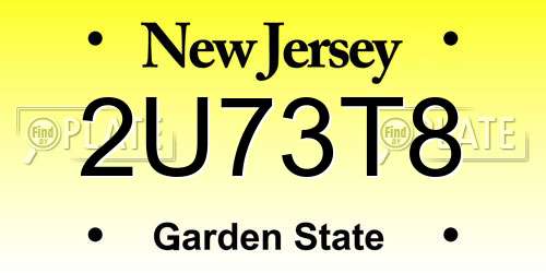 2U73T8 New Jersey License Plate