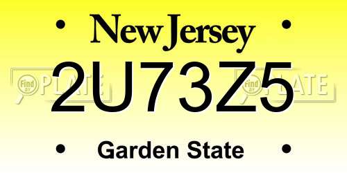 2U73Z5 New Jersey License Plate