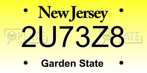 2U73Z8 New Jersey License Plate