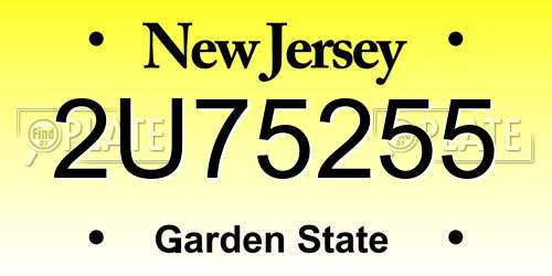 2U75255 New Jersey License Plate