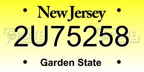 2U75258 New Jersey License Plate