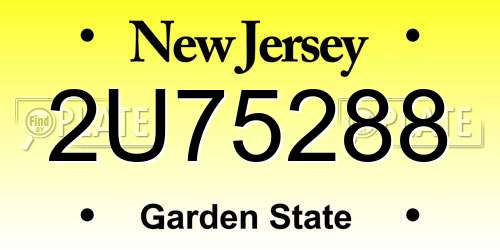 2U75288 New Jersey License Plate