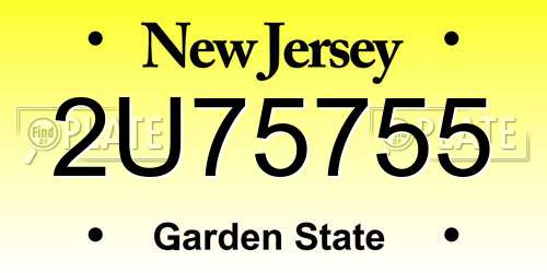 2U75755 New Jersey License Plate
