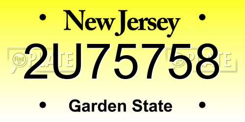 2U75758 New Jersey License Plate