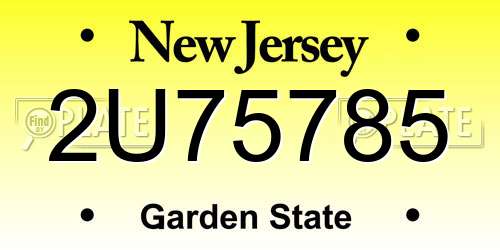 2U75785 New Jersey License Plate