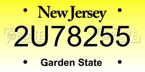 2U78255 New Jersey License Plate