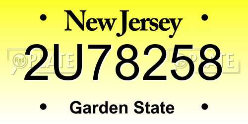 2U78258 New Jersey License Plate