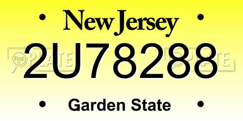 2U78288 New Jersey License Plate