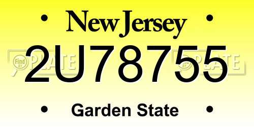 2U78755 New Jersey License Plate