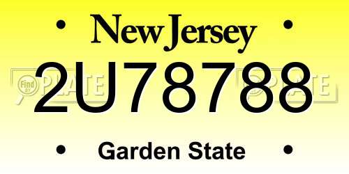 2U78788 New Jersey License Plate