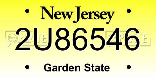 2U86546 New Jersey License Plate