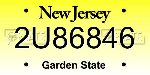 2U86846 New Jersey License Plate
