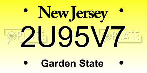 2U95V7 New Jersey License Plate