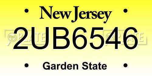 2UB6546 New Jersey License Plate
