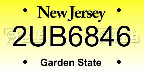 2UB6846 New Jersey License Plate