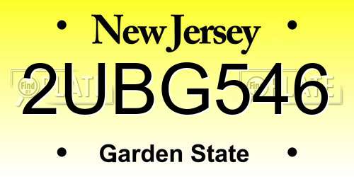 2UBG546 New Jersey License Plate
