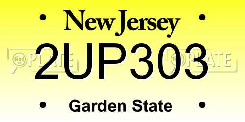2UP303 New Jersey License Plate