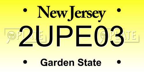 2UPE03 New Jersey License Plate