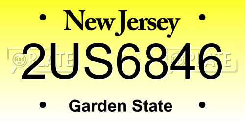 2US6846 New Jersey License Plate