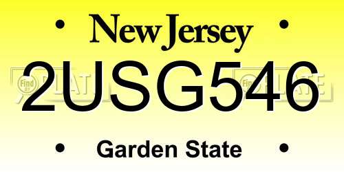 2USG546 New Jersey License Plate